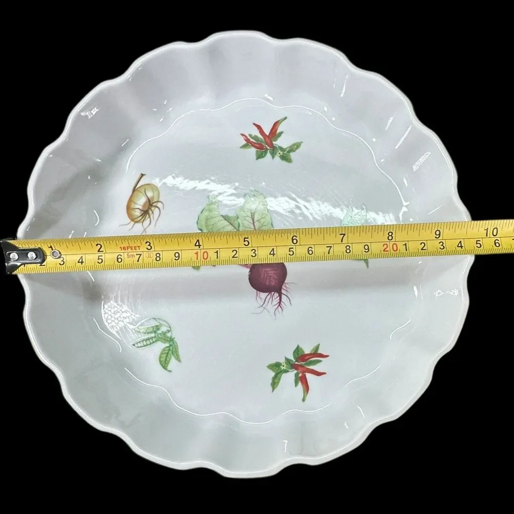 Vegetable Garden by Andrea - Round Casserole Pie Quiche Pan Dish 9.5”‎ X 3.75”